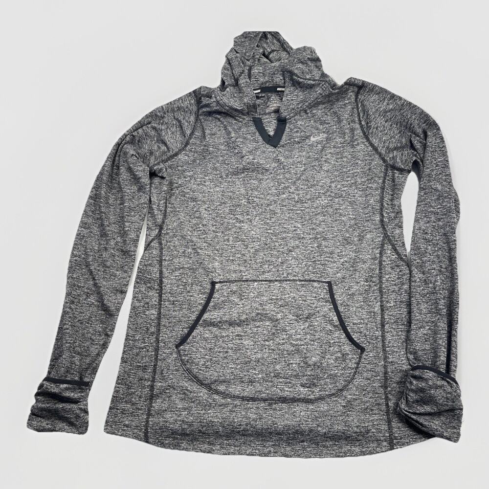 Nike Dri Fit Element Running Hooded Pullover Grey Womens Sz M Sporty Athletic